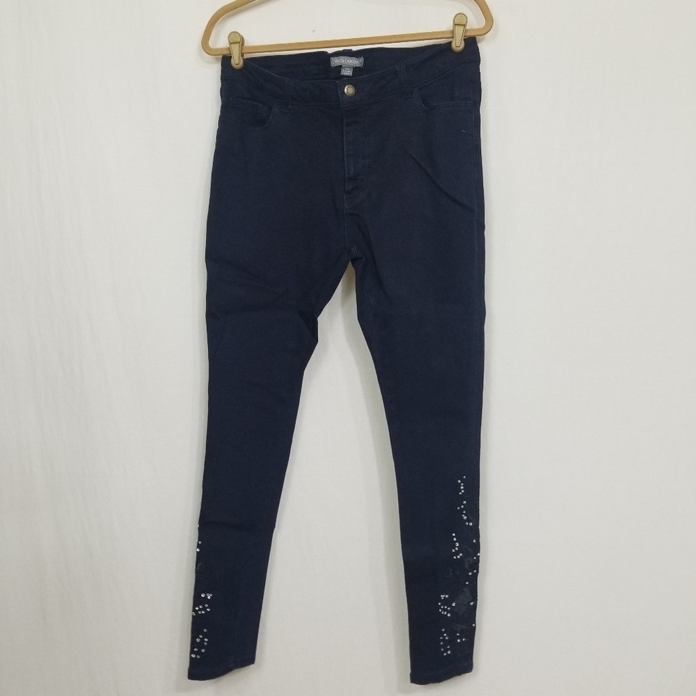 Jessica London embroidered rhinestone Jeans